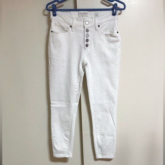 Lucky Brand NEW Bright White Distressed 5 Button Fly Cropped Denim Jeans 2/24 - Picture 5 of 14